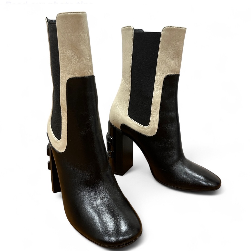 Casadei Leather Colorblock Block Heel Boots Sz 36/6
